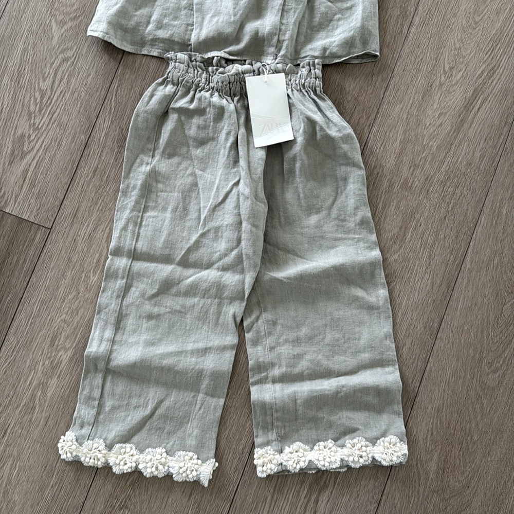 Zara Girls Linen Floral Matching Set NWT size 5 years - Picture 2 of 11